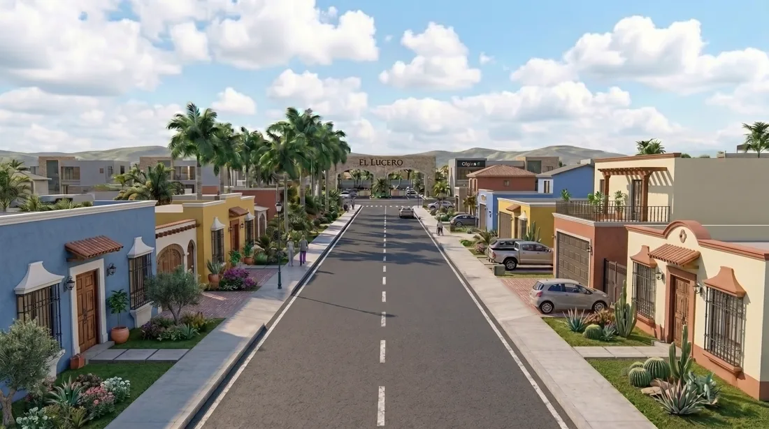 Render referencial de la vía interna proyectada dentro de El Lucero de Chincha.
